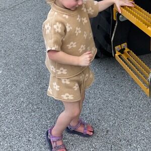 Winnie + Crew Floral Knit Short Set Toddler‎ Girl 3T Boho Beach Preppy Daisy